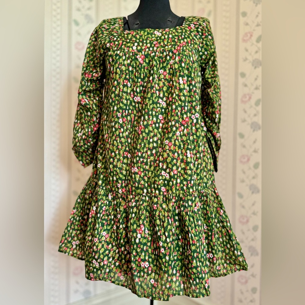 Square neck multicolor floral print dress